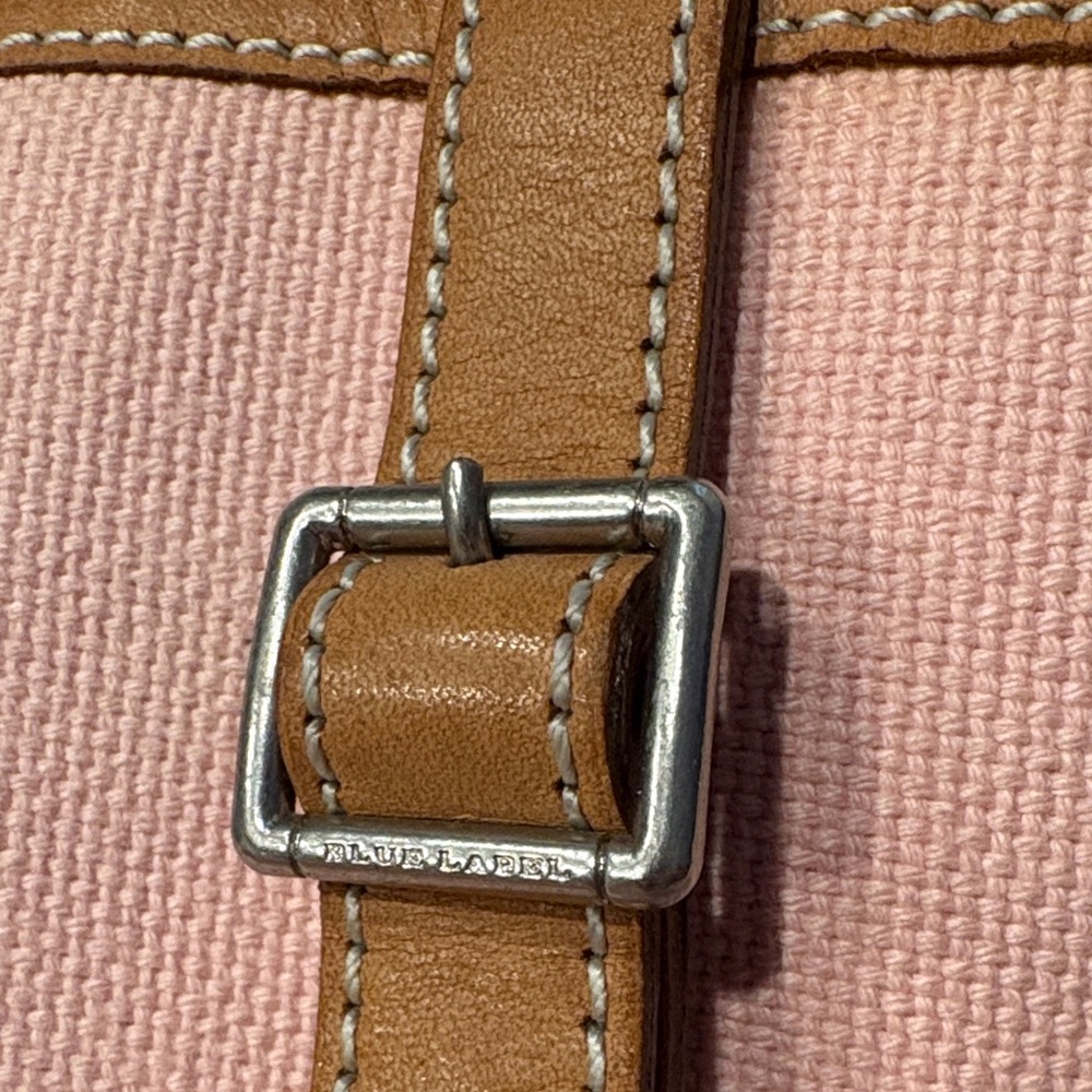 Burberry Pink Canvas Shoulder Bag with Tan Trim - Picture 3 of 10